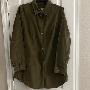 Olive Green Button-Up Shirt